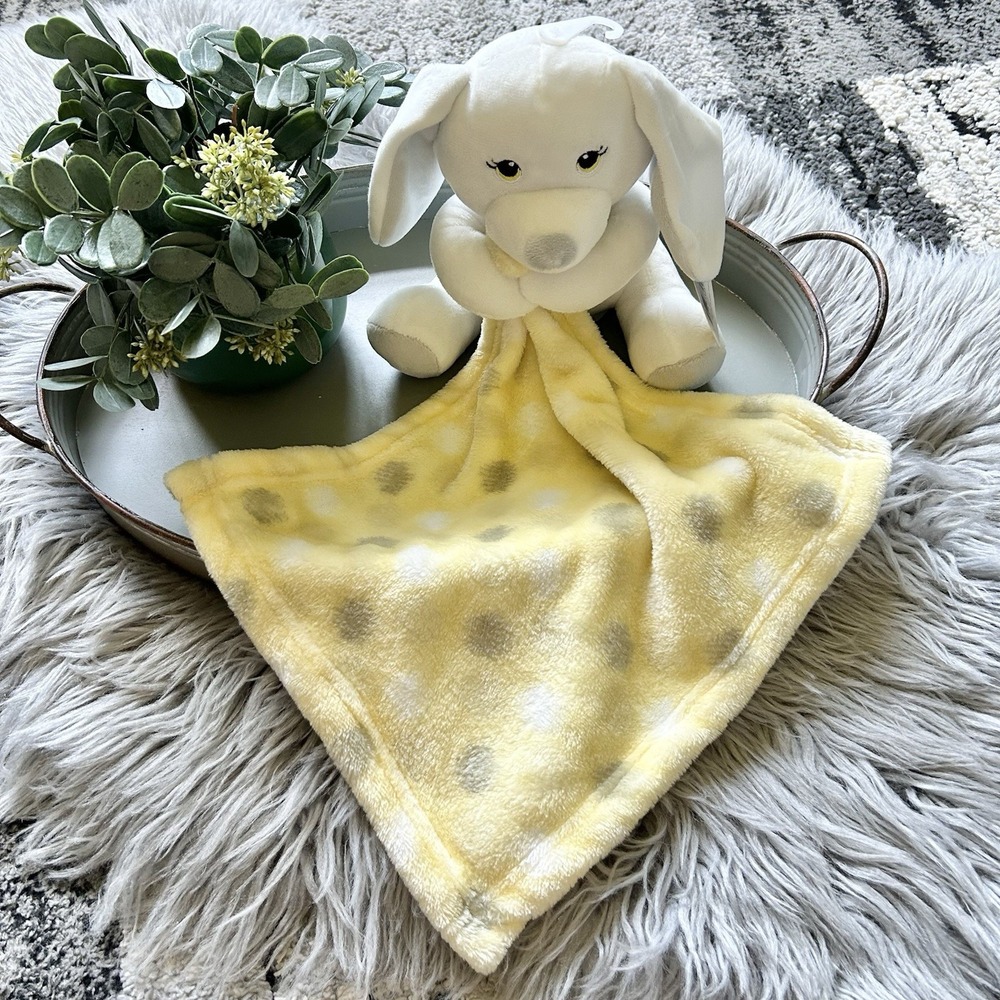 Little Beginnings Puppy Dog Plush Lovie White Yellow Gray Security Blanket